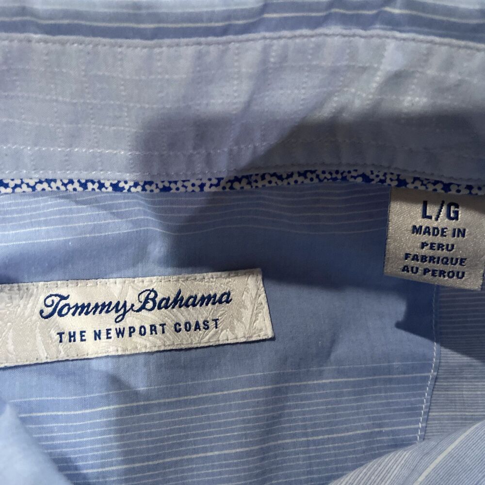 Tommy Bahama Newport Coast Blue Stripe Button Shirt Mens Large - Picture 6 of 6